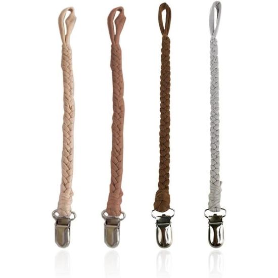 Lot De 4 Attaches Tétines Bébé + 4 Adaptateurs Silicone - Sangles Coton Doux & Clips Multifonctions Pour Sucettes & Jouets