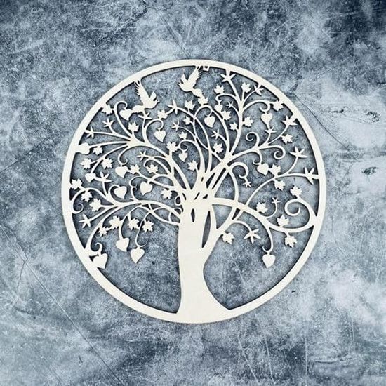 Pomurom Arbre De Vie Décoration Murale Bois 28 Cm - Géométrie Sacrée Symbole Spirituel