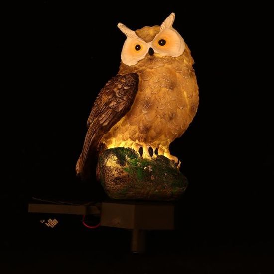 1PC Pratique Hough Light Owl Hibou Lumière Solar Statue de chouette lampadaire de jardin - lampe de jardin luminaire d'exterieur