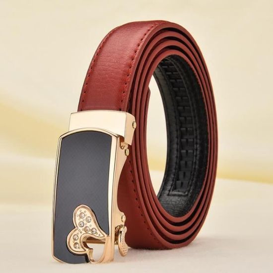 Ceinture En Cuir Femme Pohullan à Boucle Automatique - Taille Réglable, Style Tendance, Pour Pantalons Et Robes