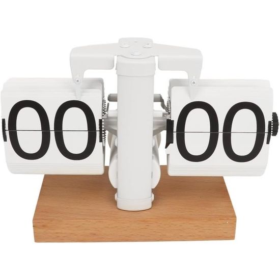 Horloge De Bureau à Affichage à Bascule (Flip Clock) - Blanche - Fonctionne Sur Pile - Moderne