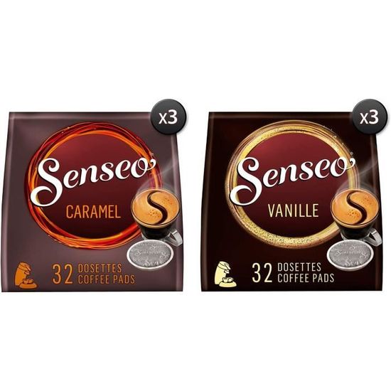 SENSEO - Caramel et Vanille Dosettes á café Aromatisées Pack variété 2  Saveurs - 6 paquets (192 Dosettes) - Cdiscount Au quotidien
