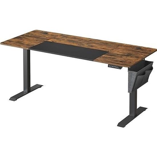 Bureau Assis-debout électrique SIRHONA 160x60 Cm - Réglable 70-115 Cm, 3 Mémoires, Anti-collision - Plateau Noyer Foncé - 4