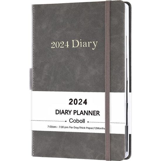  Agenda 2024: Planificateur journalier grand format A4, 1 page  par jour (janvier 2024 / décembre 2024)