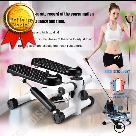 Mini Stepper YSSOA Avec élastiques - Appareil Fitness Maison, écran LCD, Charge Max 100kg