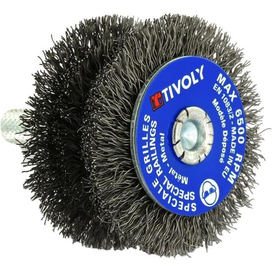 Brosse Métallique Roue 75mm Pour Dérouillage - Fils 0.15mm, Tige 6mm, Pour Outils Portatifs