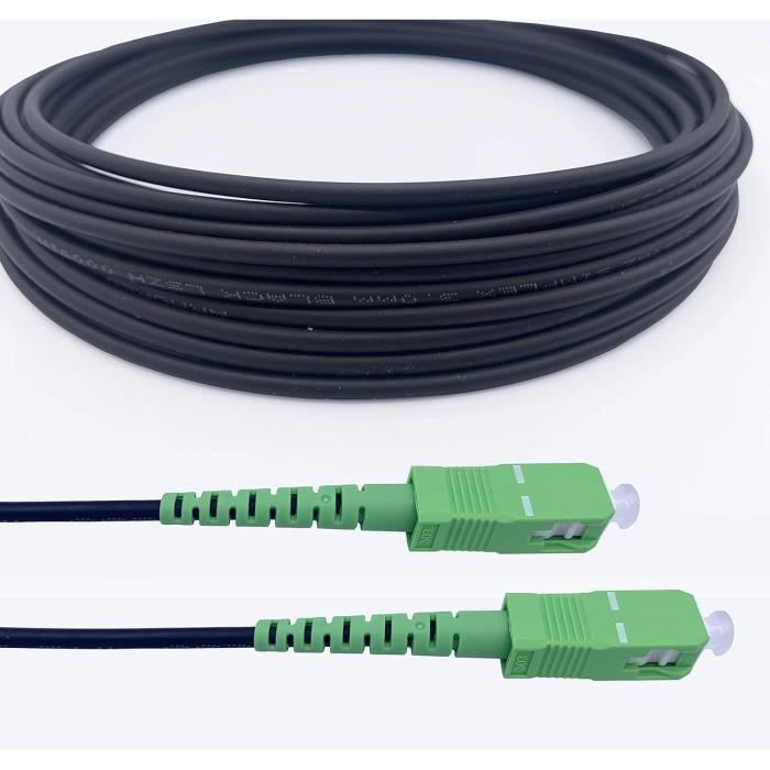 Câble Fibre Optique Elfcam Blindé 15m - SC/APC Vers SC/UPC - Compatible Freebox Et Tous Opérateurs