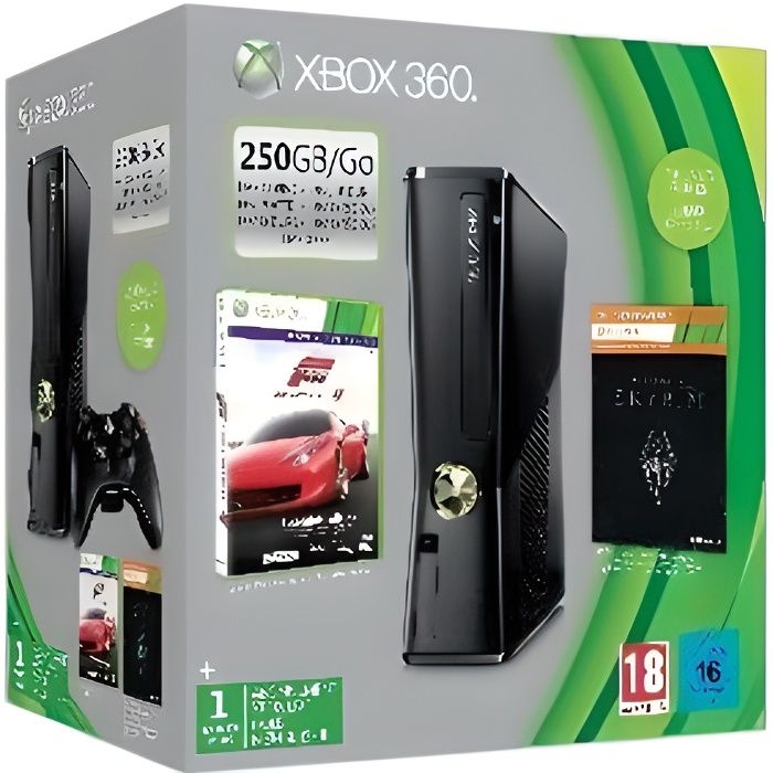 Console Xbox 360 250Go Forza 4 + Skyrim - Microsoft - Edition Spéciale - Noir