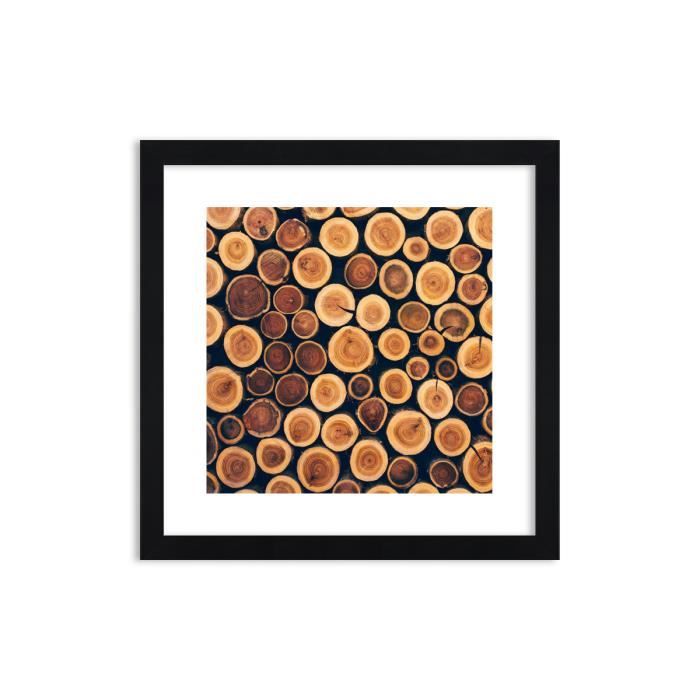Image Impression sur toile 40x40 cm forêt de tronc de bois - Le Cadre couleur noire - pour la mur - F1BAC40x40-3974