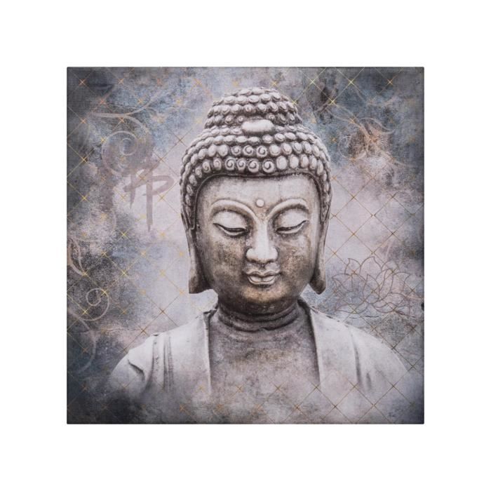 Atmosphera - Toile murale imprimée Bouddha 38 x 38 cm MODELE B
