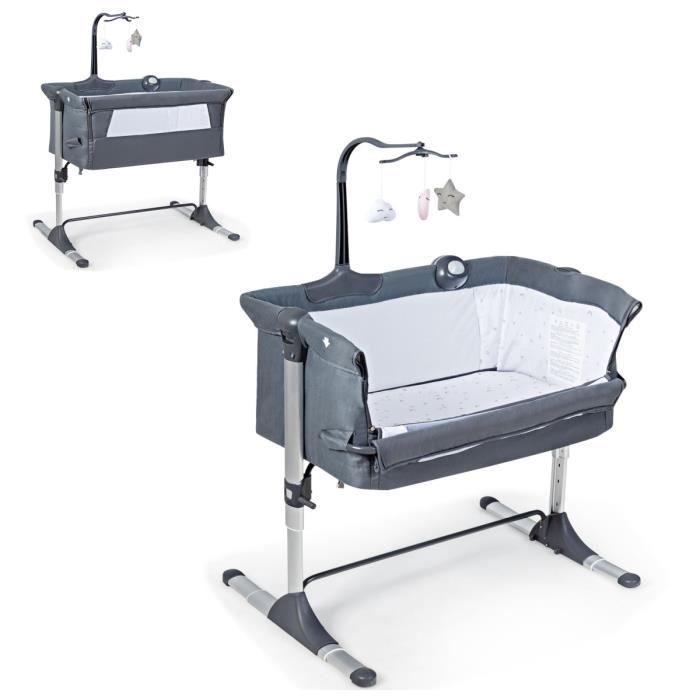 COSTWAY 2 en 1 Berceau Cododo Bébé à 9KG Lit d'Appoint Inclinaison et Hauteur Réglables avec Matelas,Arceau de Jeu,Boîte à Musique
