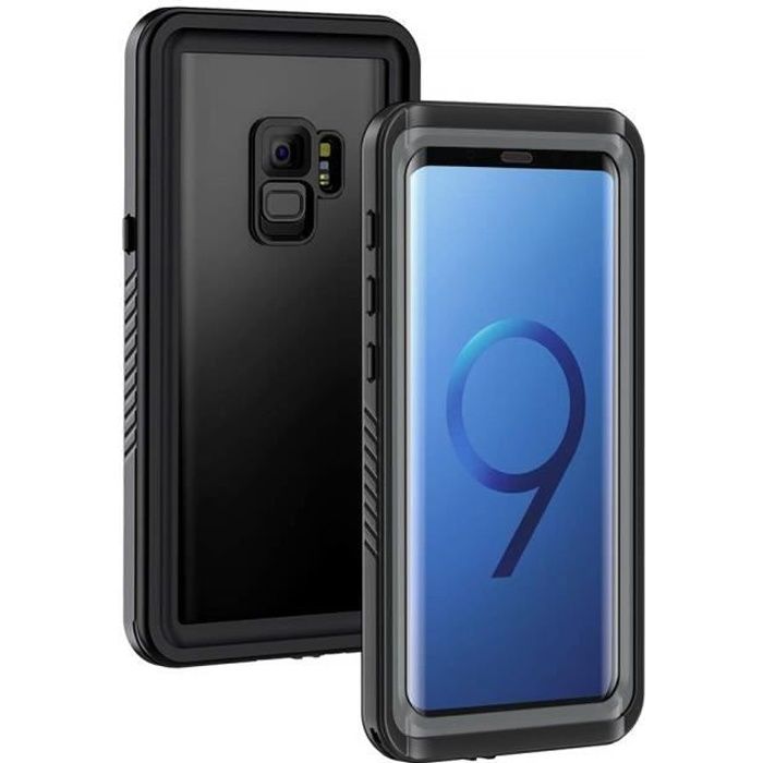 Coque Samsung Galaxy S9 Étanche IP68 Antichoc intégré Full Body avec Full Protection Waterproof Etui housse pour Galaxy S9 Noir