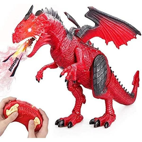 Jouet Dinosaure, Dinosaure Enfant Jouet avec Marche Rugissement Pulvérisation Fonction Figurine Animaux Dragon Electrique