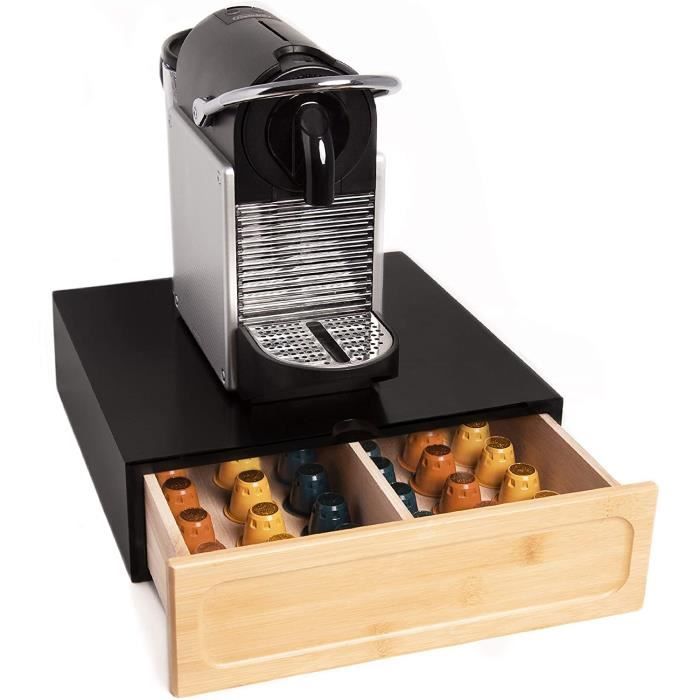 Tiroir porte-capsules Nespresso Dolce Gusto – Boîte en bois de pin et bambou pour accessoires café – Idéal