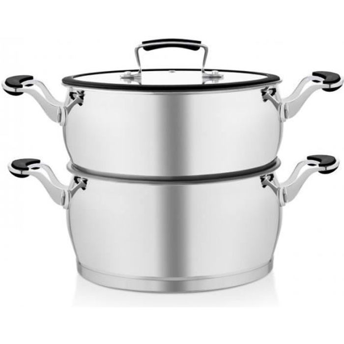 Design Moderne Couscoussier Tous Types Feux Turbo Induction 24 cm 6.3 Litres Noir
