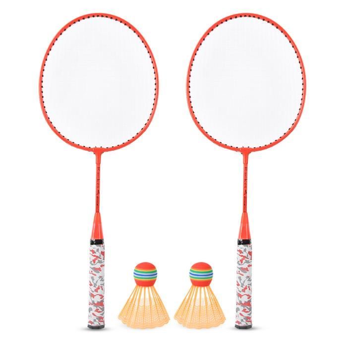 Qiilu Ensemble de raquette de badminton Kit de Raquette de Badminton avec 2 Balles Jeu de Sport Extérieur Jouet d'Enfant Garçons