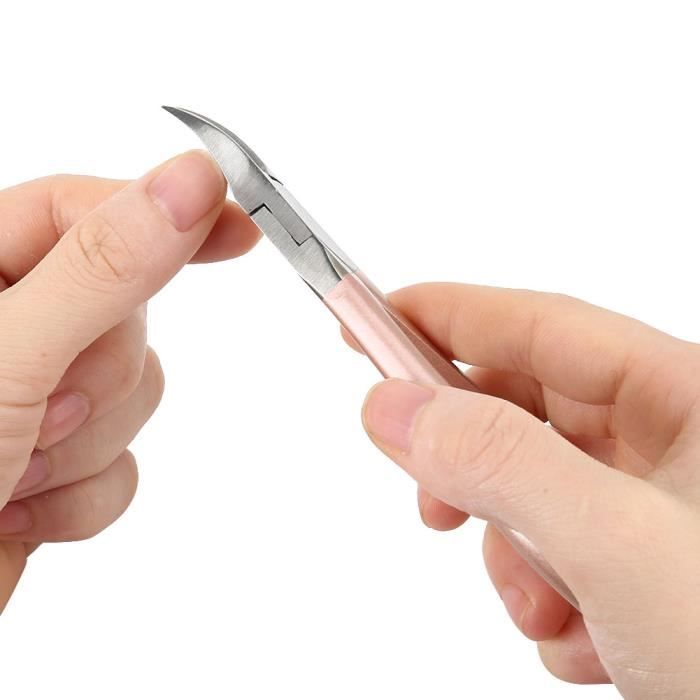 Pince à ongles Coupe-Ongles Incarnés Ciseaux de Retrait de Peau Morte en Acier Inoxydable Outil de Pédicure(Or rose )
