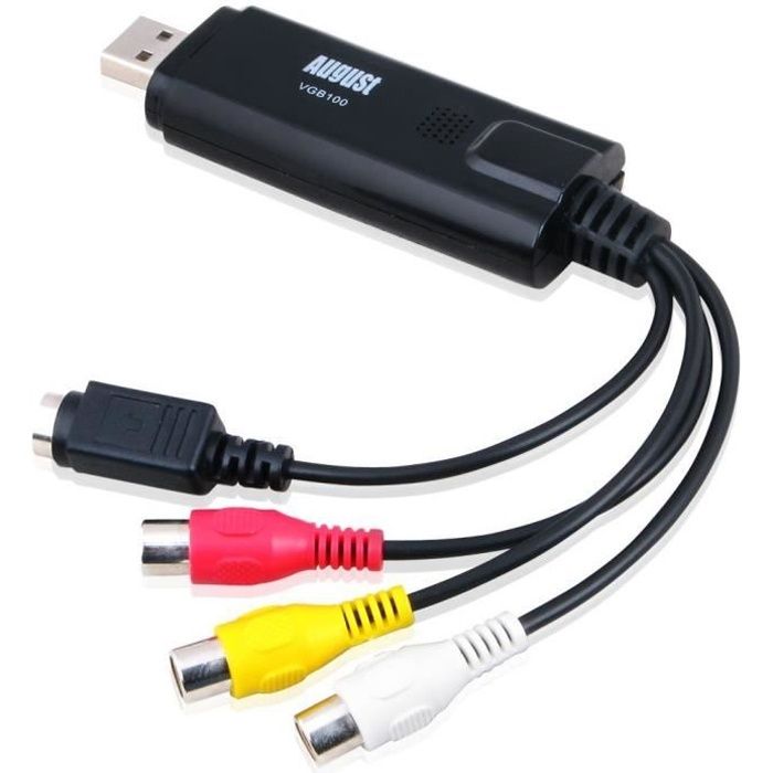 Convertisseur Vidéo Audio Analogique Numérique - August VGB100 - Transfert K7 SECAM / PAL VHS Hi8 Mini DV - Windows 11,10, 8, 7