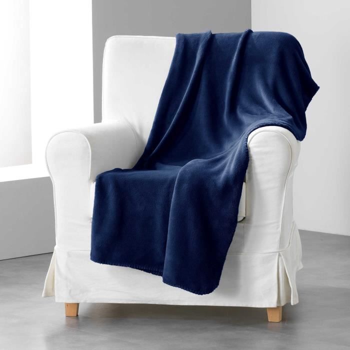 Jete de fauteuil 125 x 150 cm coral uni louna Bleu nuit