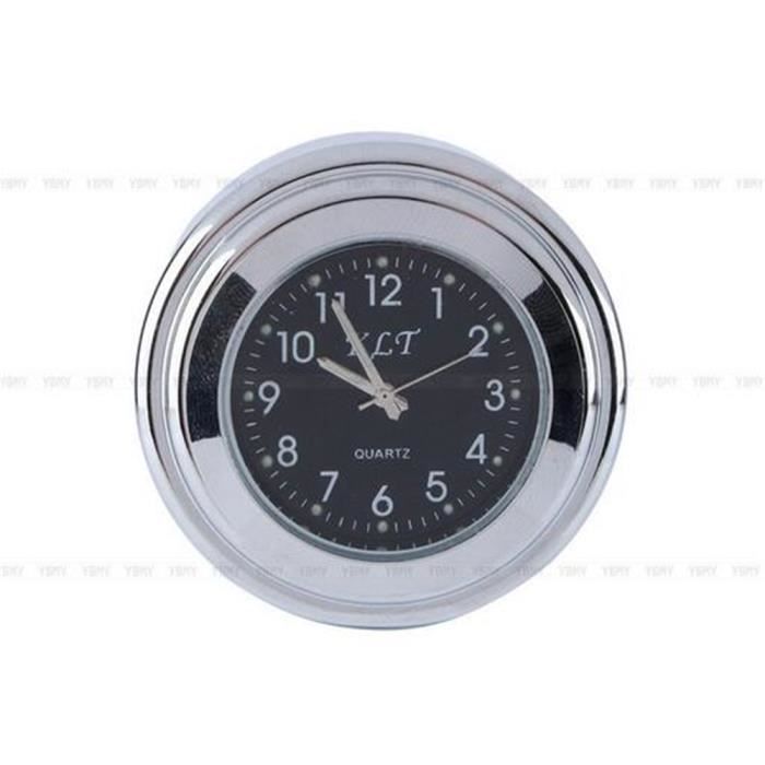 Moto Horloge Montre Chrome 7/8- 1- Guidon Cadran Noir Harley Glide Vélo Choppé