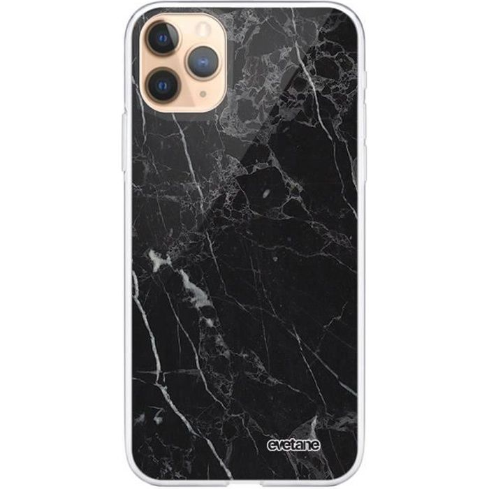 Coque iPhone 11 Pro Max 360 intégrale transparente Marbre noir Ecriture Tendance Design Evetane