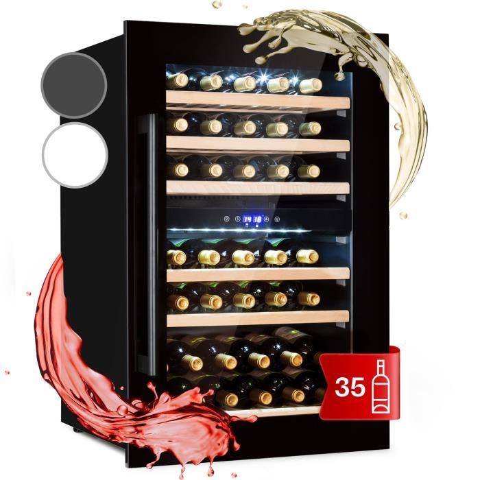 Cave à vin - Klarstein - encastrable - Armoire à vin - pour 41 bouteilles - Cave à vin encastrable - design inox verre & bois