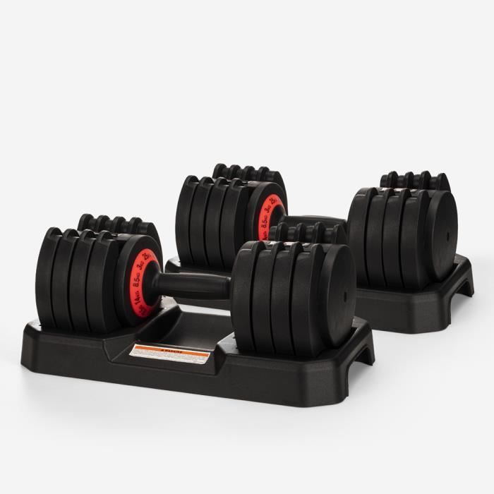 Paire de 2 haltères gym fitness poids réglable charge variable 50 Kg Oonda