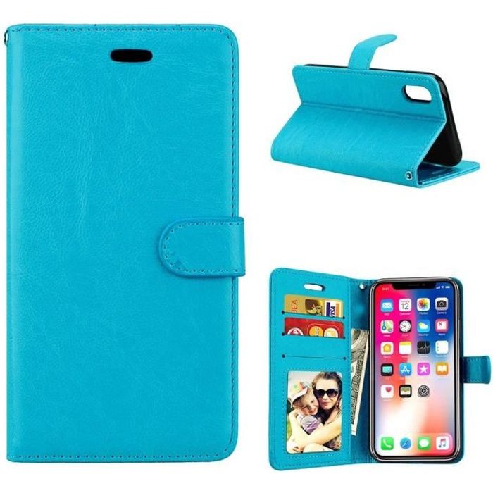 iPhone X Étui en Cuir Véritable Protection Coque Portefeuille Flip Cover Housse pour iPhone X-iPhone 10 5.8\