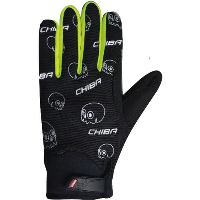 Chiba Bones Gants pour Enfants pour vélo Gants de cyclisme VTT Noir-Jaune