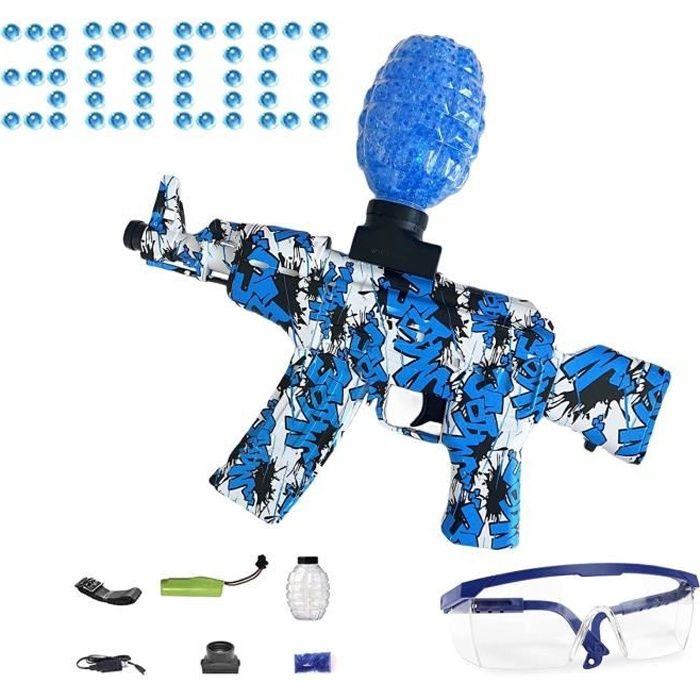 PIMPIMSKY Bombe à Eau Pistolet électrique avec 43000 Perles d'eau, Jouet pour activités de Plein air, Jeu d'équipe de tir(bleu)