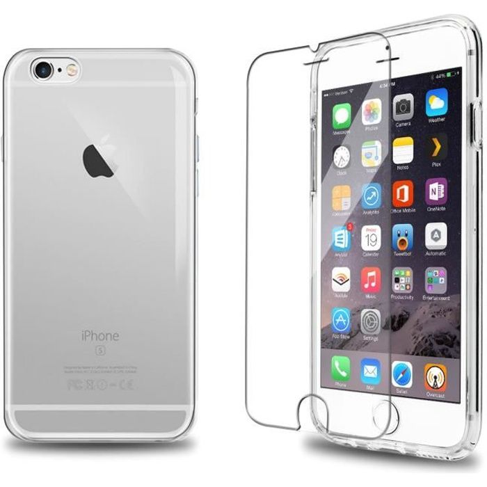 Verre Trempé + Coque TPU Transparent iPhone 6s / 6