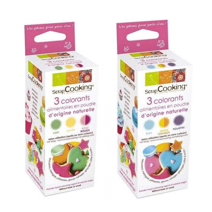 ScrapCooking - Colorants alimentaires naturels rouge, jaune, vert, orange, bleu, violet