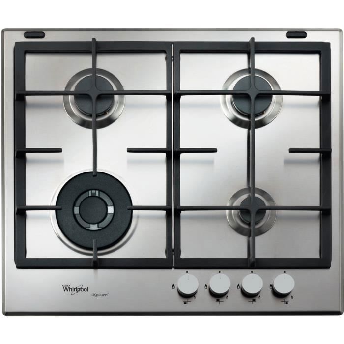 Whirlpool GMR 6422-IXL, Intégré, Cuisinière à gaz, Acier inoxydable, Acier inoxydable, 1000 W, Rond
