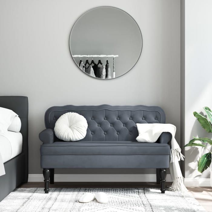 vidaXL Banc avec Dossier Canapé avec Accoudoir Banquette avec Pieds en Bois Siège de Salon Salle de Séjour Moderne Gris 372157