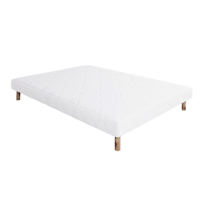 Sommier à lattes avec pieds ALICA tapissier en bois massif coloris blanc - largeur 90 x longueur 190 cm Sommier à lattes avec pieds ALICA tapissier en bois massif coloris blanc - largeur 90 x longueur 190 cm
