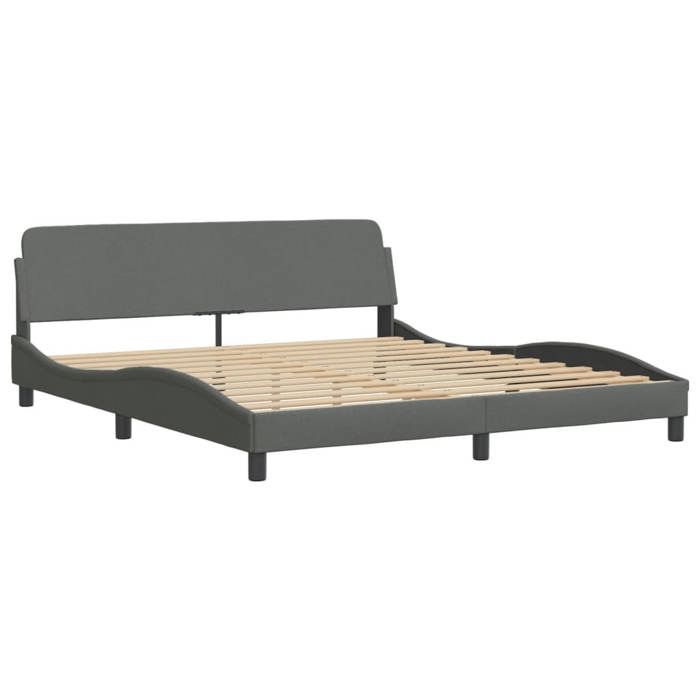 Cadre de lit double - UU - sans matelas - gris foncé - 180x200 cm - tissu LL0000271586