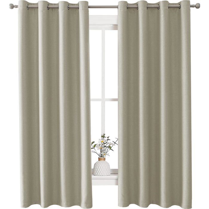 Rideaux Occultants Thermiques Lot De 2 - 117x137 Cm, Gris Clair - Isolation Froid/Chaleur, Anti-Bruit