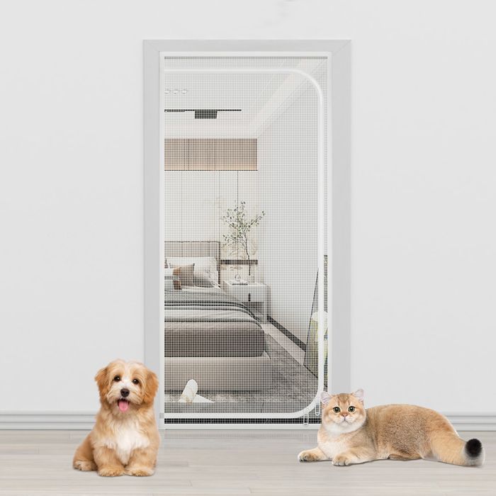 Comparer les prix de TTLIFE Porte grillagée/barrière pour chat et chienRideau de Porte avec Fermeture éclair pour Salon Chambre à Coucher (90 * 200cm)