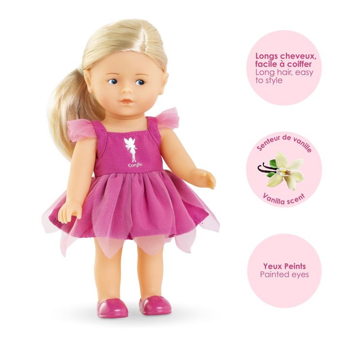 Poupée Corolle 9000240180 – Mini Corolline Rosy Fée, 20 cm avec Ailes de Papillon