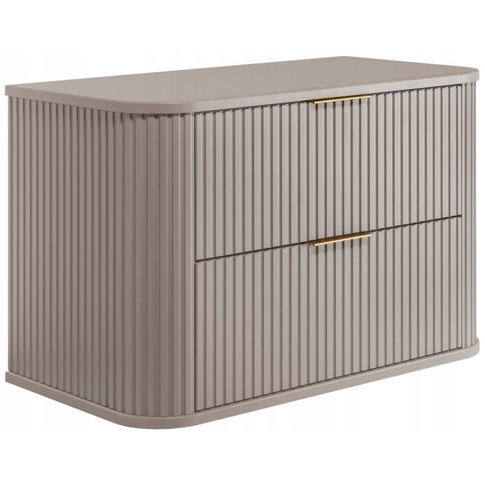 RODAN Meuble sous Lavabo 80 cm - avec plan de travail - ELEGANCE façade rainurée - cachemire - 80 4 x 51 7 x 41 5 cm