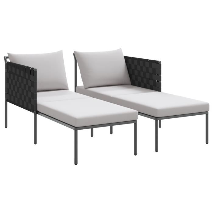 Bains de Soleil double - Chaise Longue avec Coussins pour 2 Personnes Anthracite 115x153x695 cm Aciertop vente863984945