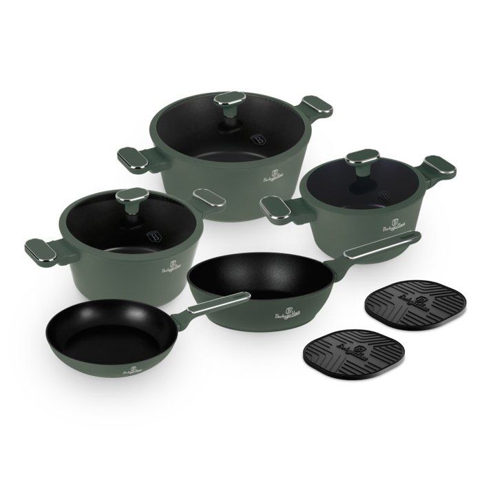 BERLINGERHAUS Batterie de cuisine revêtue de titane 10 pièces Vert mat Collection BH-8207