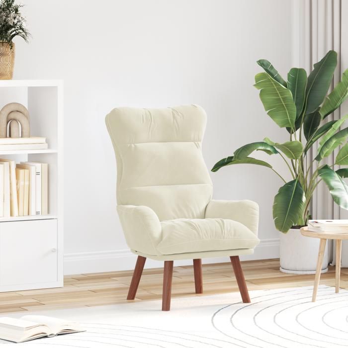 Moderne Fauteuil Club 1 PlaceFauteuil Relaxant en Velours Crème - Fauteuil Tv @FR(252478)