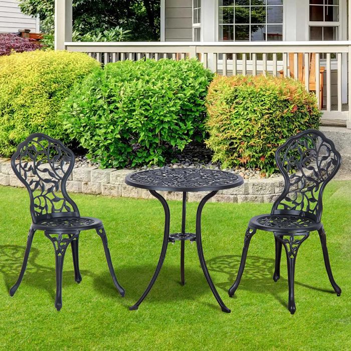 Salon De Jardin Ensemble 3 pièces Bistro Mobilier de balcon 2 chaises + 1 table Noir Salon De Jardin Ensemble 3 pièces Bistro Mobilier de balcon 2 chaises + 1 table Noir