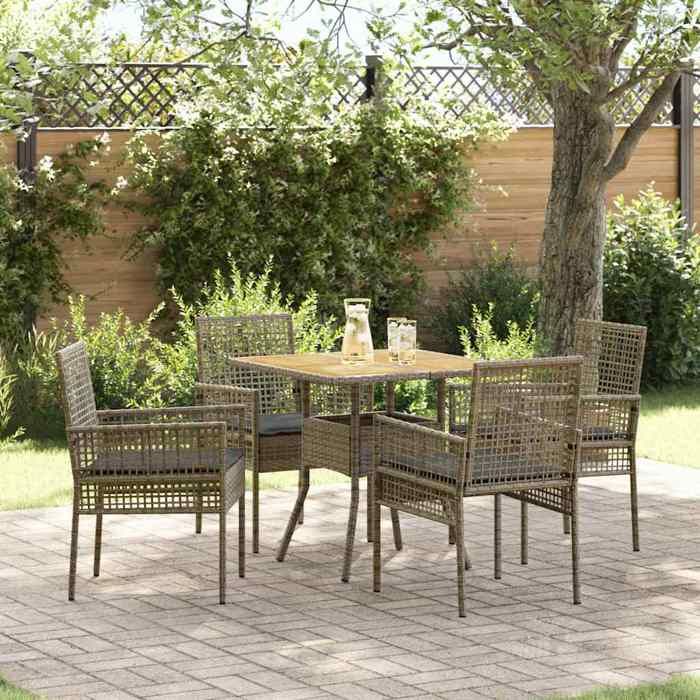 vidaXL Ensemble de Repas de Jardin 5 pièces Poly Rattan - vue 2