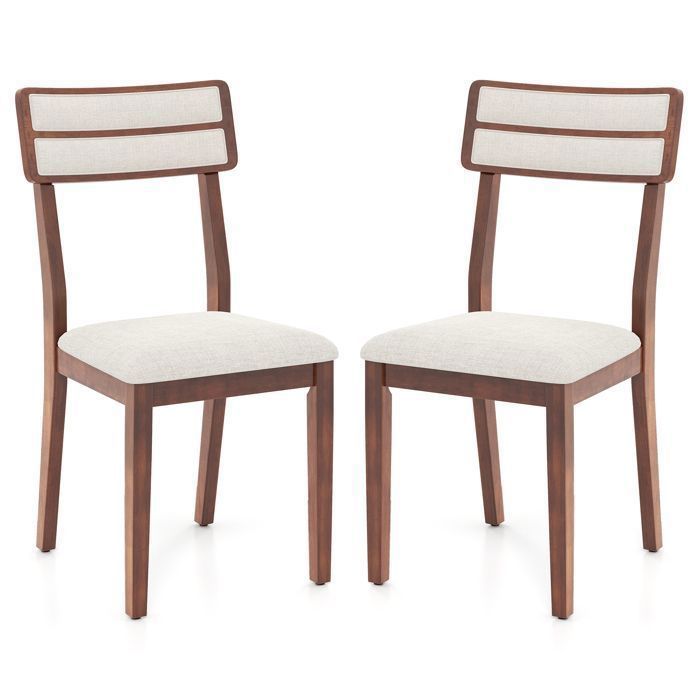 COSTWAY Lot de 2 Chaises de Salle à Manger Rembourrées avec Dossier Haut - Pieds en Bois de Caoutchouc Noyer COSTWAY Lot de 2 Chaises de Salle à Manger Rembourrées avec Dossier Haut - Pieds en Bois de Caoutchouc Noyer