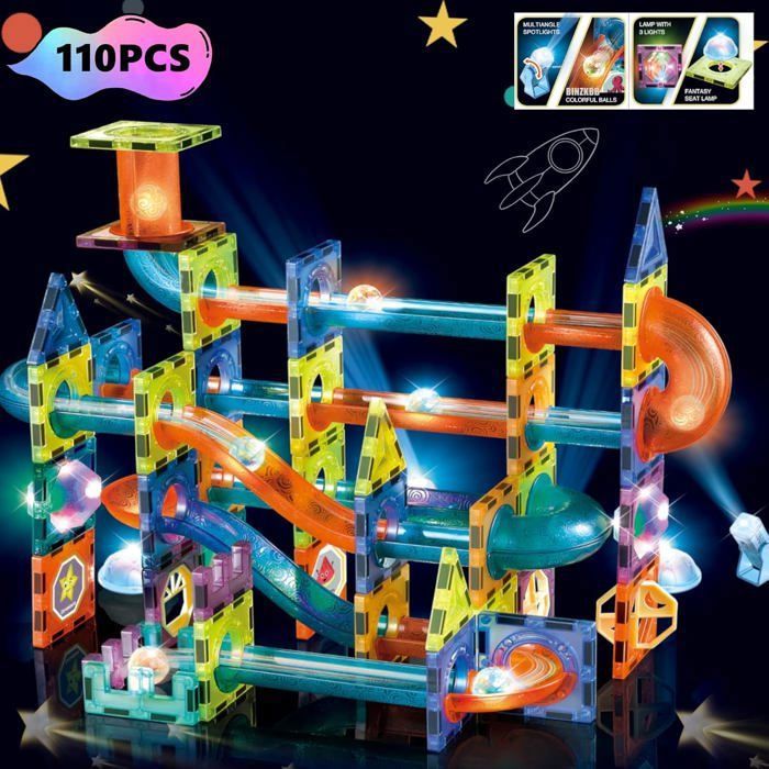 Jeu de Construction Magnétique 110Pièces Jouet Éducatif Montessori pour Enfants 3 Ans+Cadeaux Créatif pour Garçons et Filles