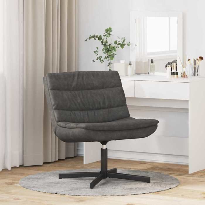 Chaise pivotante - vidaXL - Noir - 63x75x76 cm - PU antique - Cadre en métal - Mousse rembourrée - Rotation 360 degrés