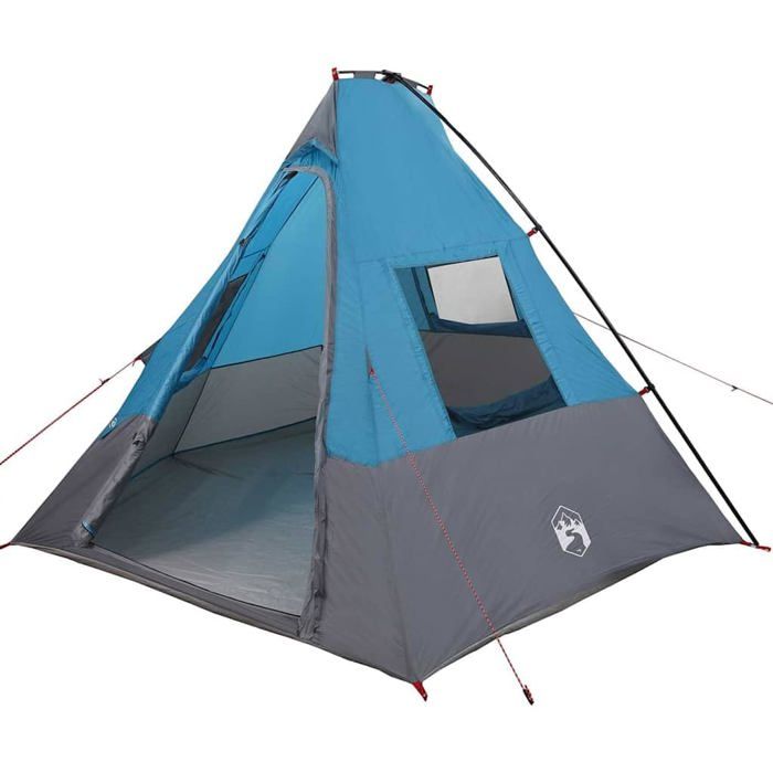 Tente Tipi de camping - vidaXL - Bleu et noir - Polyester - 383x338x217 cm - Imperméable - Respirante