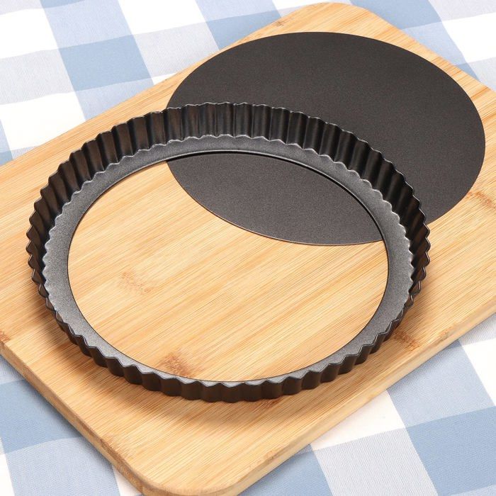 Moule a Tarte avec Fond Amovible30CM Plat à TarteMoule a Tarte Cannelé Rond pour Quiche Gateau Tartelette